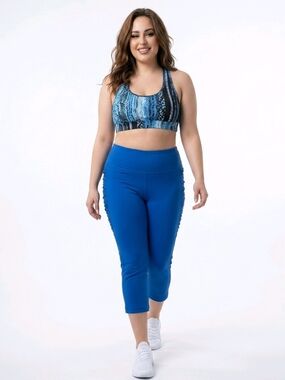 Velocity Royal Blue High-Waist Capri Leggings
